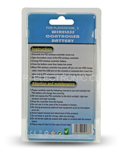 Bateria para Control Ps3 Con Cable - Imagen 2